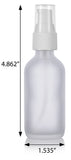 Frosted Clear Glass Boston Round Treatment Pump Bottle with White Top - 2 oz / 60 ml