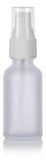 Frosted Clear Glass Boston Round Treatment Pump Bottle with White Top - 1 oz / 30 ml