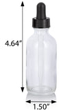 Clear Glass Boston Round Bottle with Black Dropper (12 Pack)