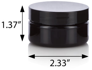 Plastic Low Profile Jar in Black with Black Foam Lined Lid - 4 oz / 120 ml