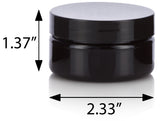 Black Plastic Low Profile Jar with Black Foam Lined Lid (12 Pack)