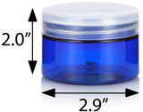 4 oz Cobalt PET Plastic Refillable Low Profile Jar with Clear Flip Top  (12 Pack)
