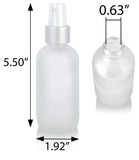 4 oz Frosted Clear Glass Boston Round Bottle with Silver Fine Mist Sprayer (6 Pack)