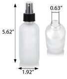 4 oz Frosted Clear Glass Boston Round Bottle with Black Fine Mist Sprayer (6 Pack)