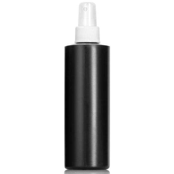 Black Plastic HDPE Cylinder Squeeze Bottle with White Fine Mist Sprayer (12 Pack)