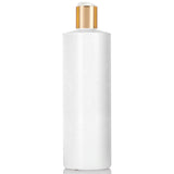 White Plastic PET HDPE Cylinder Squeeze Bottle with Gold Disc Cap (12 Pack)