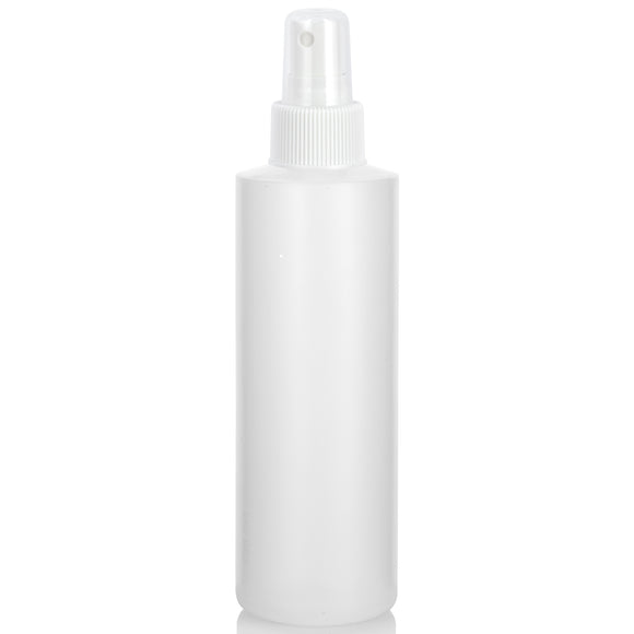 Natural Clear Plastic HDPE Squeeze Bottle with White Fine Mist Sprayer (12 Pack)