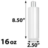 Clear Natural Plastic HDPE Cylinder Squeeze Bottle with Silver Disc Cap (12 Pack)