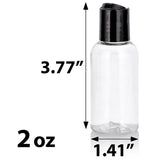 Clear Plastic PET Boston Round Bottle with Black Disc Cap (12 Pack)