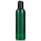 Green Plastic PET Slim Cosmo Bottle with Black Disc Cap - 8 oz (6 Pack)