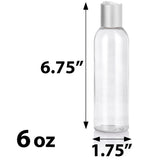 Clear Plastic PET Slim Cosmo Bottle with Silver Disc Cap (12 Pack)