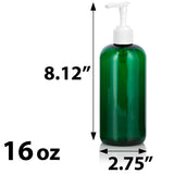 Green Plastic Boston Round Bottle with White Lotion Pump (12 Pack)