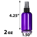 Purple Plastic PET Boston Round Bottle with Black Fine Mist Sprayer (12 Pack) - JUVITUS