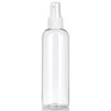 Clear Plastic PET Slim Cosmo Round Bottle with White Fine Mist Sprayer (12 Pack)