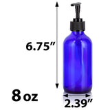 Cobalt Blue Glass Boston Round Bottle with Black Lotion Pump (12 Pack)