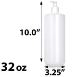 32 oz Natural Clear HDPE Plastic Squeeze Bottle White Lotion Pump (6 pack)