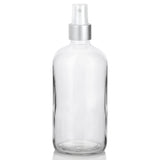 Clear Glass Boston Round Bottle with Silver Fine Mist Sprayer (6 Pack)
