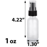 Frosted Clear Glass Boston Round Bottle with Black Treatment Pump (12 Pack)
