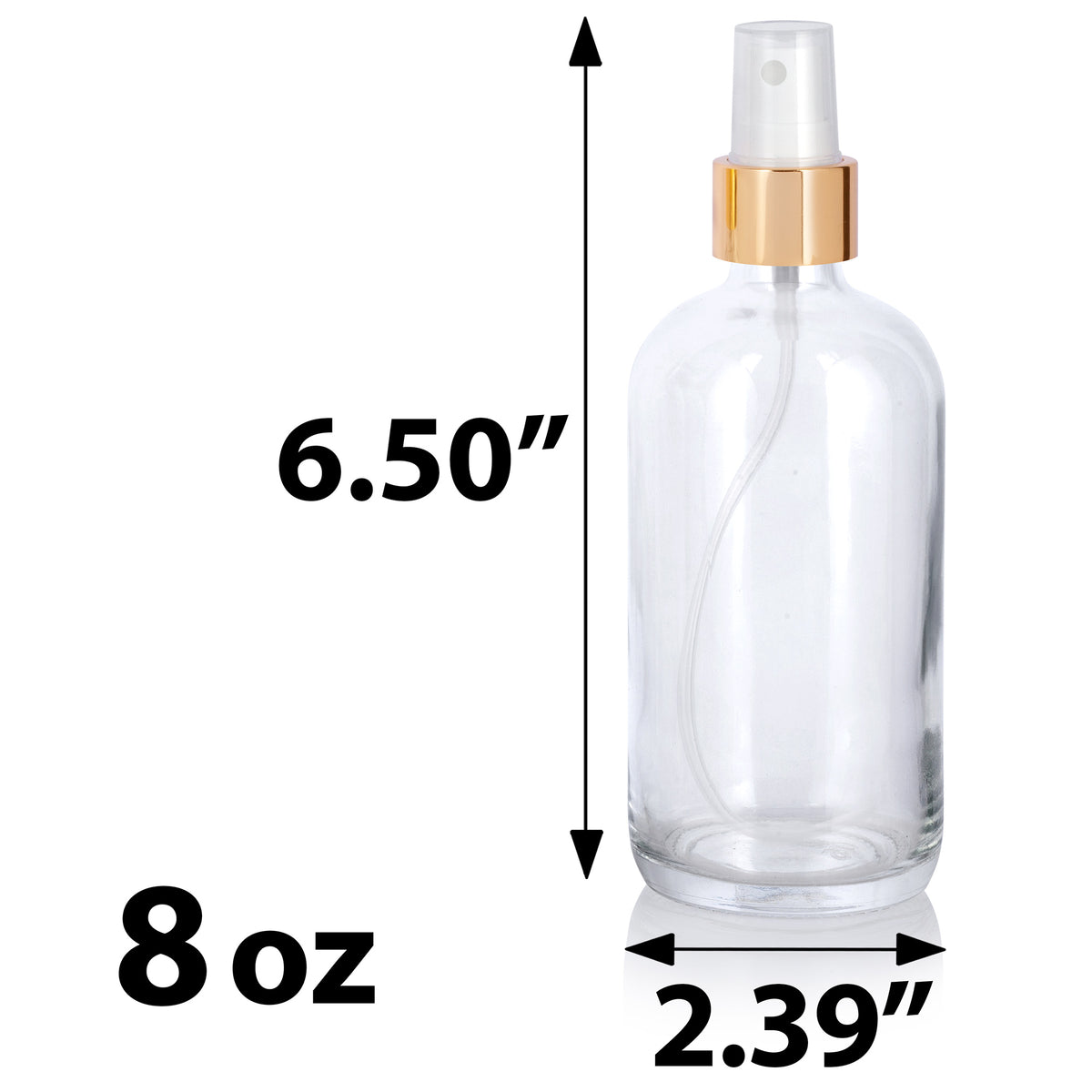 16-Ounce Clear Glass Spray Bottles w/ Heavy Duty Sprayers (6-Pack); 3-Setting Spray Tops w/ Boston Round Bottles & Chalk Labels
