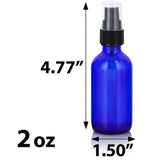 Cobalt Blue Glass Boston Round Bottle with Black Treatment Pump (12 Pack) - JUVITUS