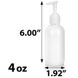 High Shine Gloss White Glass Boston Round Bottle with White Lotion Pump (12 Pack)