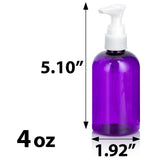 Purple Plastic PET Boston Round Bottle with White Lotion Pump (12 Pack) - JUVITUS