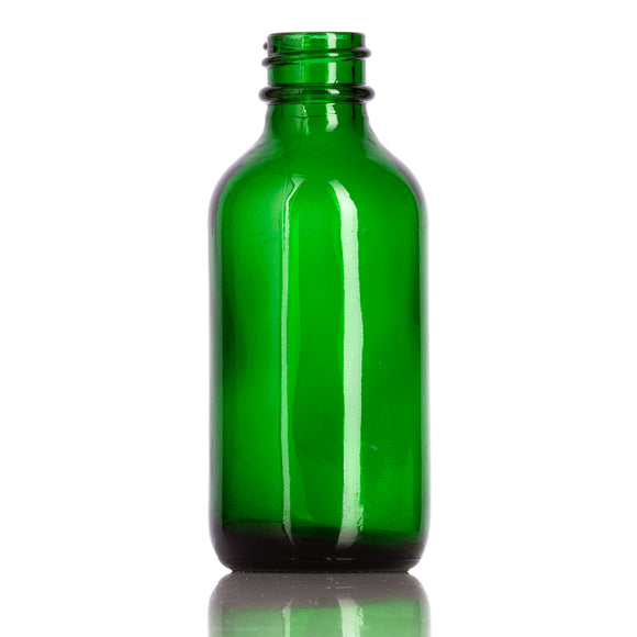Green Glass Boston Round Storage Bottles