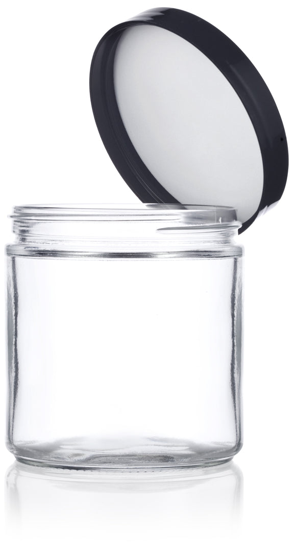Large Clear Thick Glass Straight Sided Jar