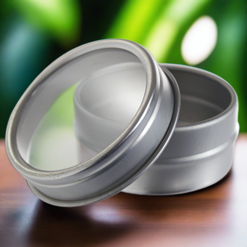 0.25 oz Silver Metal Steel Tin Flat Container with Tight Sealed Clear Window Lid (12 Pack) - JUVITUS