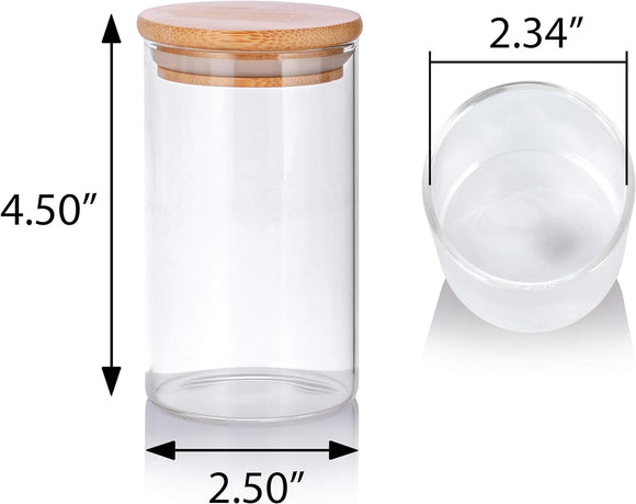 10 oz Clear Glass Tall Jar with Bamboo Silicone Sealed Lid (160 pack)