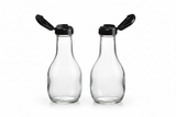 (2 Pack) 8 oz Clear Glass Thick Wall Salad Dressing Bottle with Drip Resistant Flip Top Cap - JUVITUS