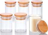 2 oz Candle Making Jar Borosilicate Glass with Bamboo Silicone Sealed Lid (6 Pack)