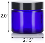 Cobalt Blue Glass Jar with Black Foam Lined Lid ( 12 Pack) - JUVITUS