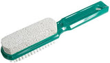 Two Sided Foot Scrubber with Handle: Pumice Stone Smoother & Bristle Brush Foot Exfoliator