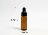 5 ml / 0.17 oz Amber Glass Mini Size Sample Bottle with Black Dropper (50 Pack)