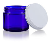 Glass Jar in Cobalt Blue with White Metal Plastisol Lid - 2 oz / 60 ml