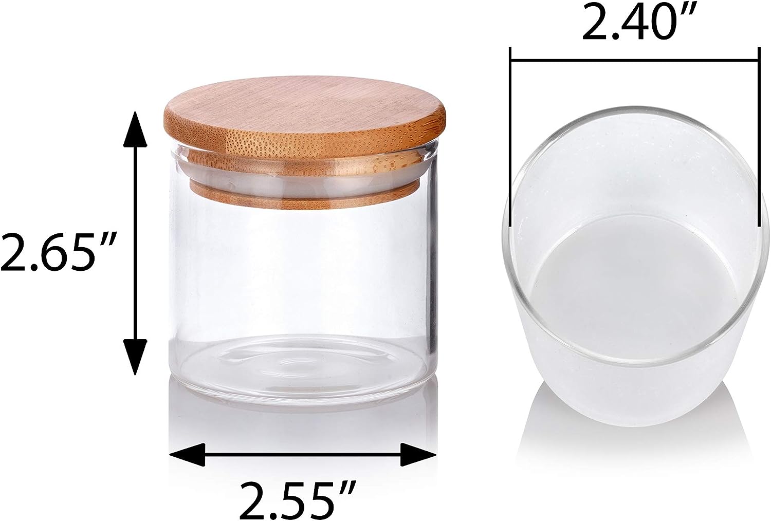 8 oz Premium Borosilicate Clear Glass Jars with Bamboo Silicone Sealed Lid  (2 Pack) + Labels