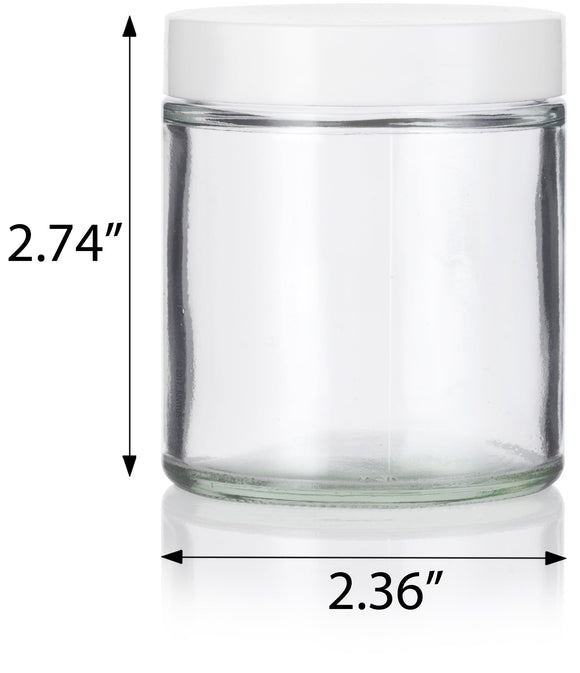 Clear Thick Glass Straight Sided Jars with White Foam Lined Lids ( 12 Pack) - JUVITUS