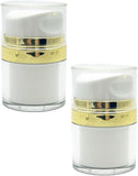 (2 Pack) 1 oz / 30 ml White and Gold Refillable Airless Jar - JUVITUS