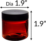 2 oz Amber PET Plastic Straight Sided Jar in with Black Foam Lined Lid (12 Pack)