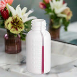 (Case of 750)  1 oz White Graduated Plastic HDPE Boston Round Bottles - JUVITUS