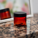 1 oz Amber PET Plastic Jar in with Black Foam Lined Lid (12 Pack)