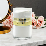 (2 Pack) 1 oz / 30 ml White and Gold Refillable Airless Jar - JUVITUS
