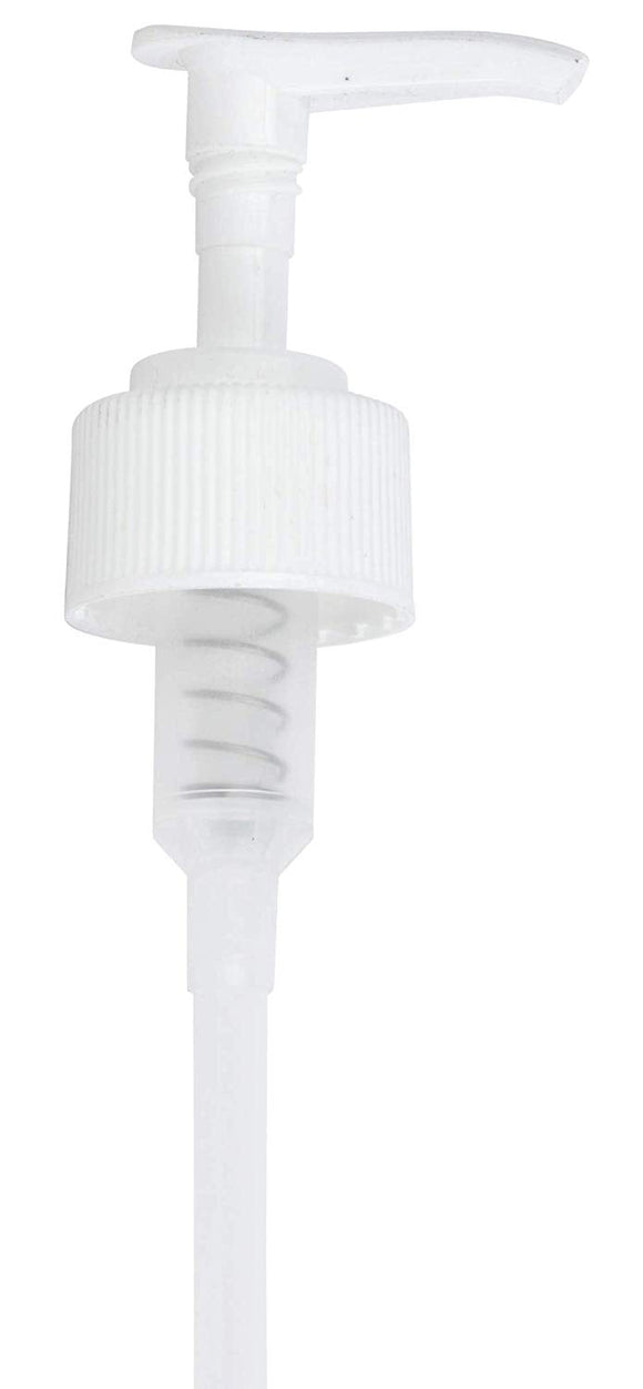 28-400 White Ribbed Lotion Pump Top Closure, 8.75 inch dip tube length (12 PACK)