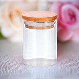 4 oz Clear Glass Borosilicate Jar with Bamboo Silicone Sealed Lid (200 pack)