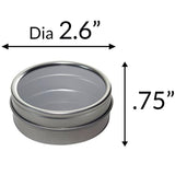 2 oz Silver Metal Tin Containers with Tight Sealed Clear Window Lids