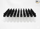 (50 Pack) 5 ml / 0.17 oz Frosted Clear Glass Mini Size Sample Bottle with Black Dropper