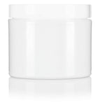 Plastic Double Wall Jar in White with White Foam Lined Lid - 4 oz / 120 ml