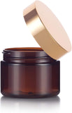 3 oz Amber PET Plastic Jar with Gold Overshell Lid (12 Pack)