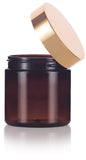 Plastic Jar in Amber with Gold Metal Overshell Lid - 4 oz / 120 ml